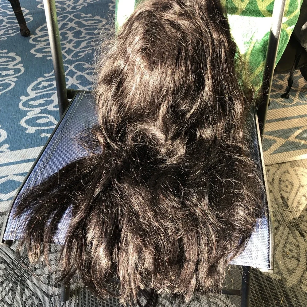 24” Choc Brown Human Hair Wig lace closure